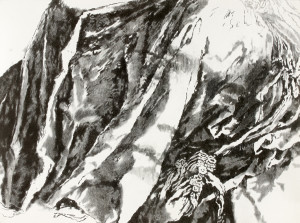 Sans titre, fusain sur papier marouflé, 72 x 97 cm, 2013